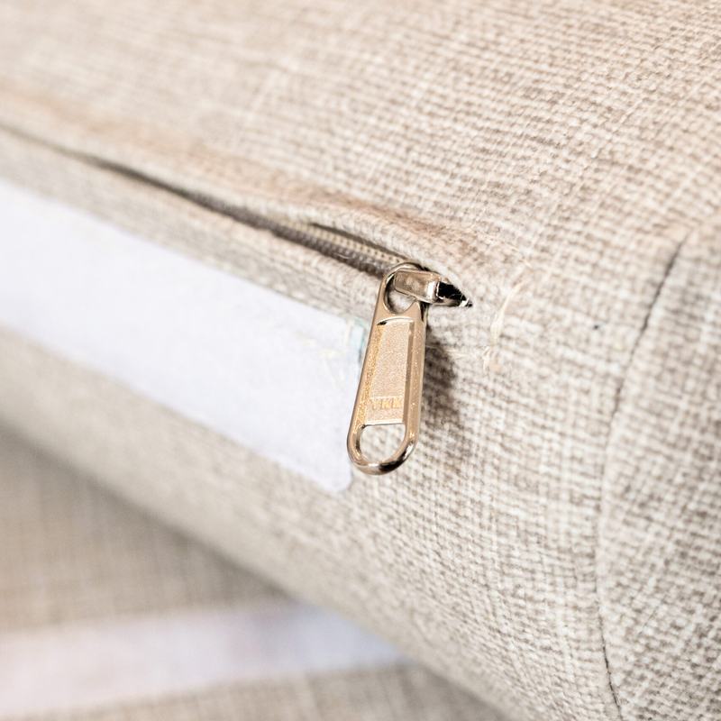 Concealed YKK zip along the edge of a FibreGuard cushion cover